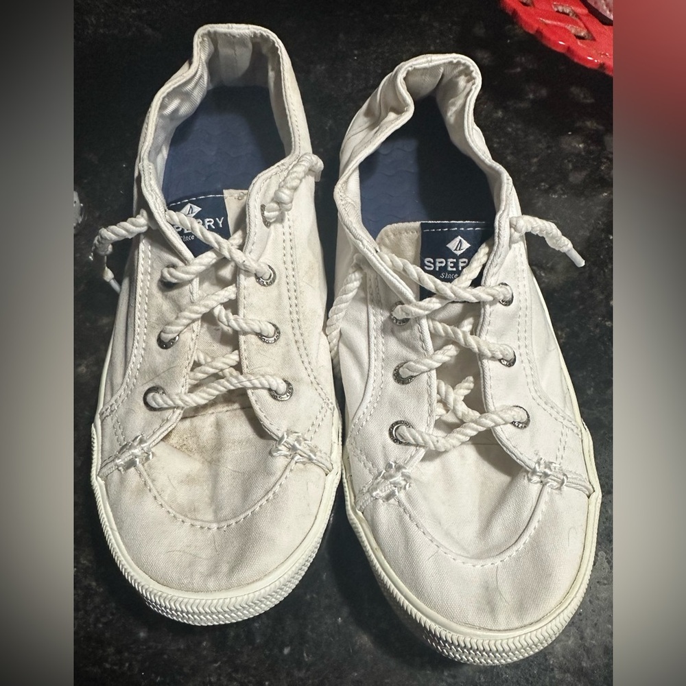 Sperry Women’s White Canvas Shoes Size 9